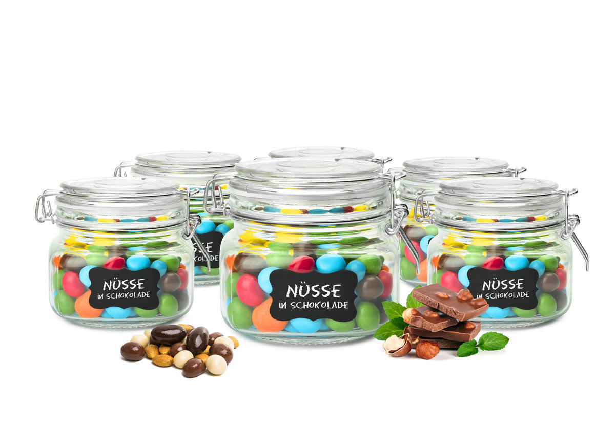 Preserving jars 500ml swing top 10 labels pen 6x seal storage jar