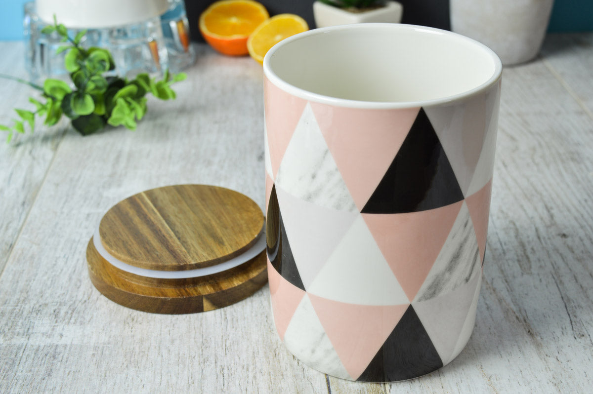 Storage jar 800ml with wooden lid rubber seal porcelain storage container can #6