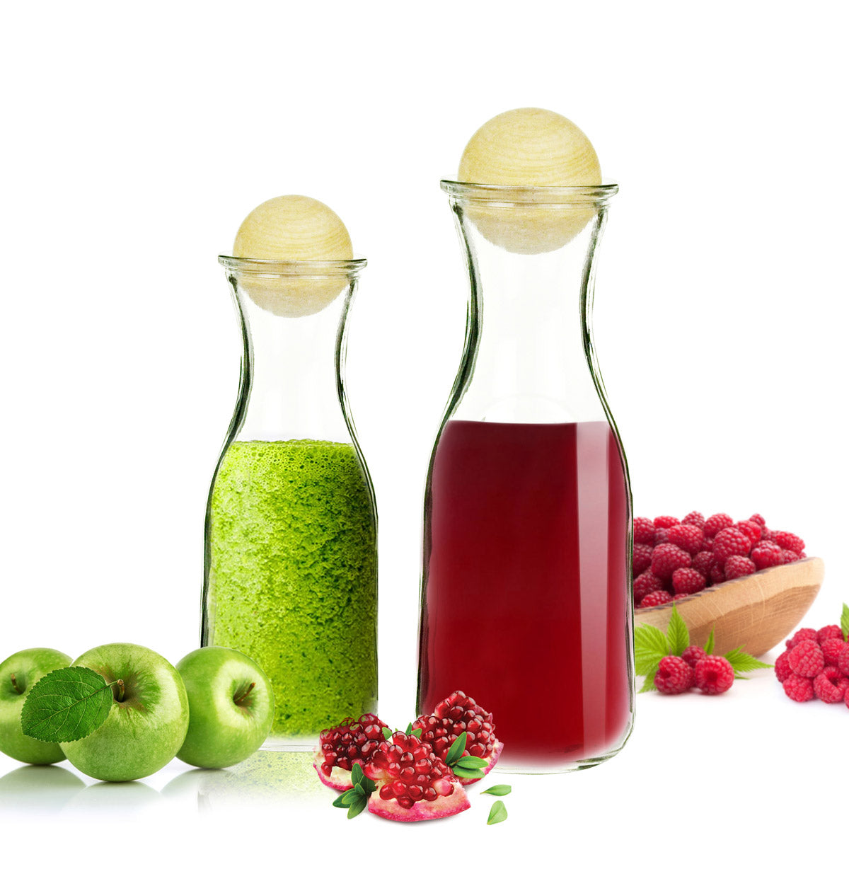 Glass carafe set with wooden stopper 270ml and 470ml wine carafe carafe water carafe decanter